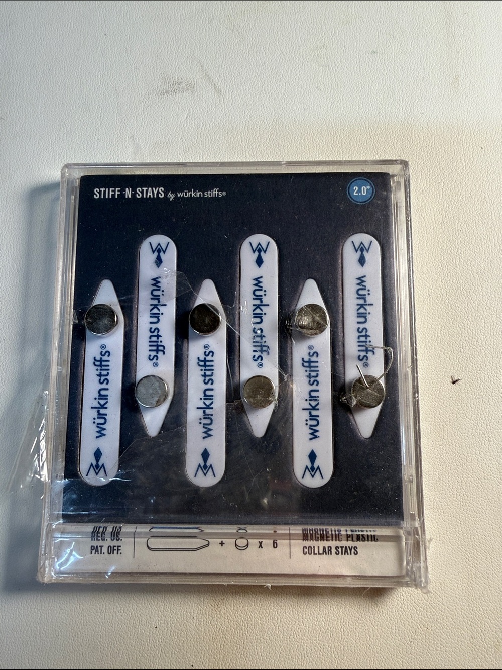 Wurkin Stiffs White Magnetic Collar Stays with Silver Magnets